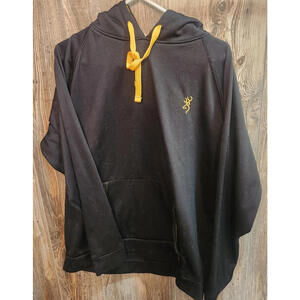 Browning Men's Performance Hoodie - Black w/ Gold Buckmark Hooded Sweatshirt XL